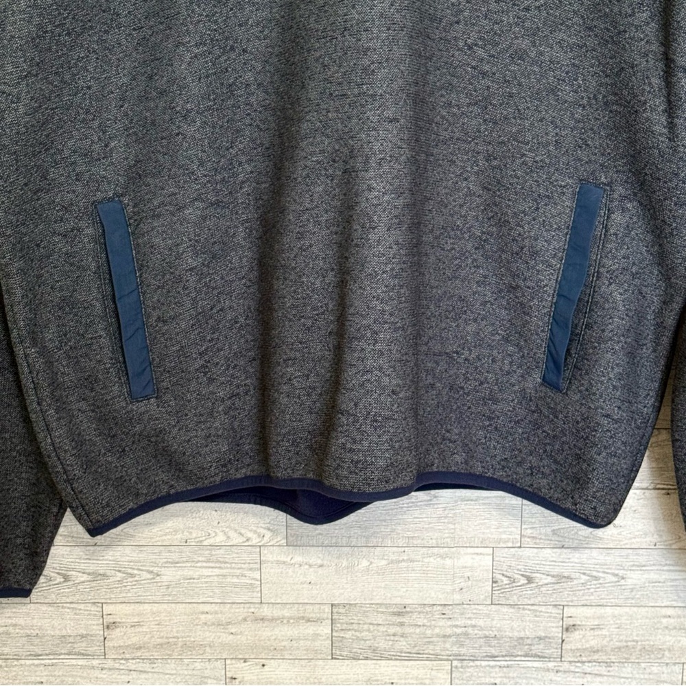 EDDIE BAUER Men's Knit Fleece Sweater 1/4 Snap Muff Pocket Gray Navy Sz-XLarge - Picture 5 of 12